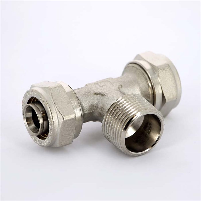 Тройник обж-Н-обж 20 х 1/2' x 20 никелированный 883831