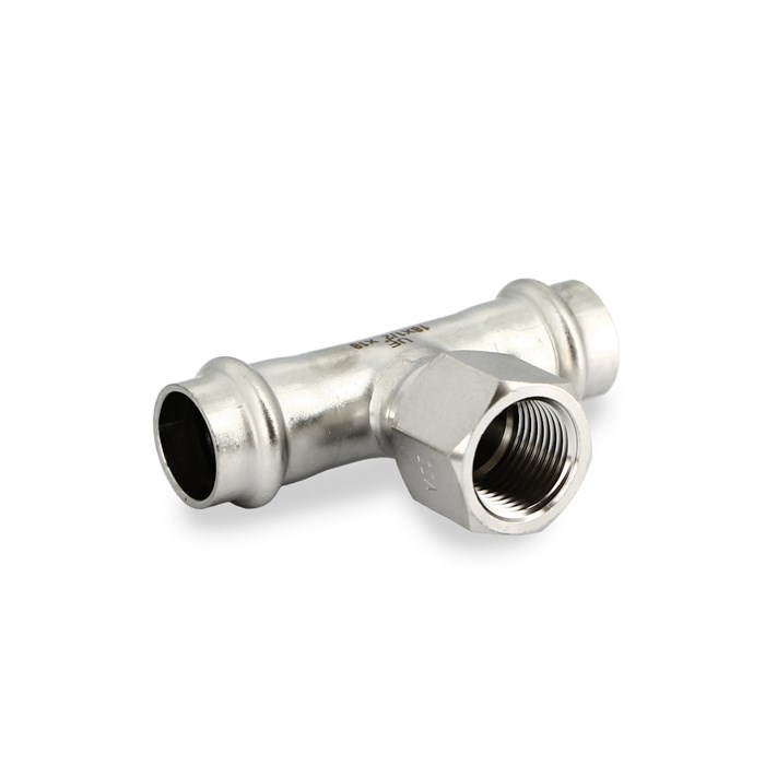 Тройник пресс-В 18 х 1/2" х 18, нержавеющая сталь 870424