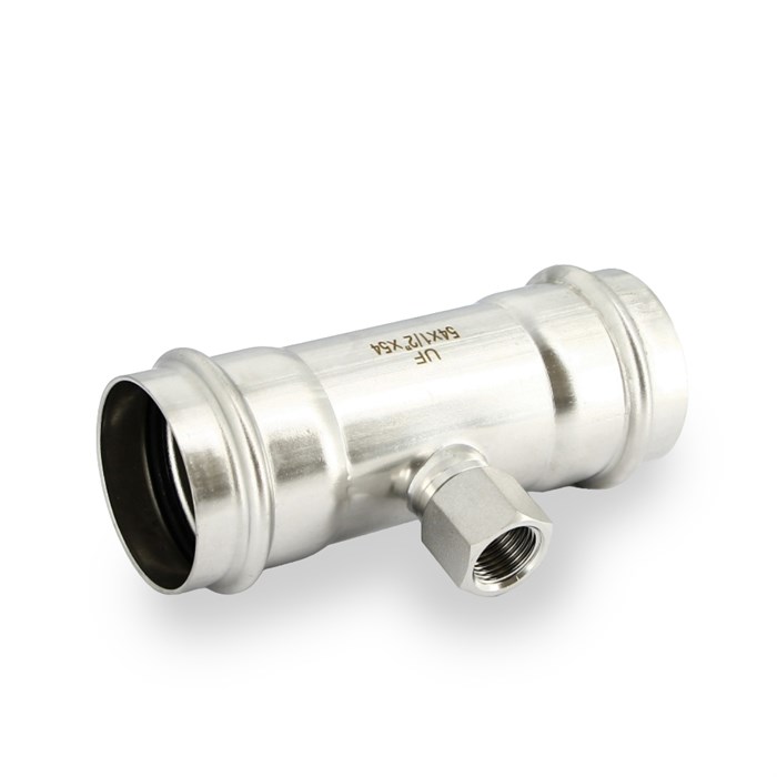 Тройник пресс-В 54 х 1/2" х 54, нержавеющая сталь 872009