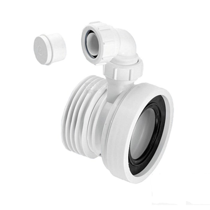 Труба фановая L=110 мм с манжетой и отводом 40 мм, вход 97-107 мм, выход внутрь 110 мм трубы 863557