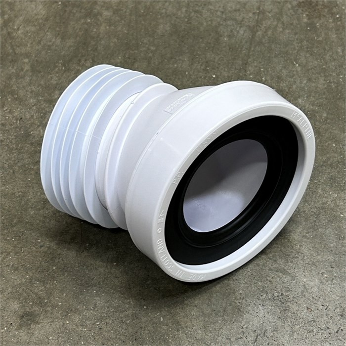 Труба фановая L=140 мм под углом 22 с манжетой, вход 97-107 мм, выход внутрь 110 мм трубы 864665