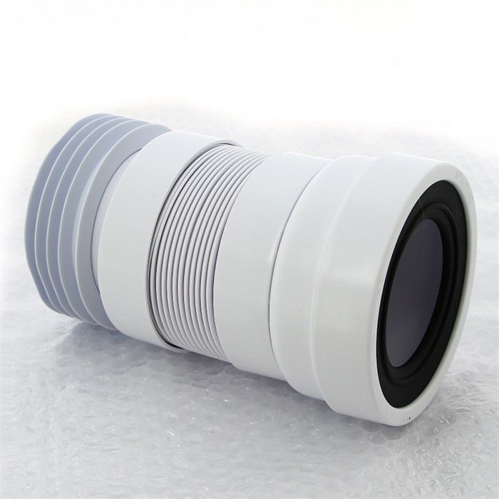 Труба фановая L=200-330 мм гофр. с манжетой, вход 97-107 мм, выход внутрь 110 мм трубы 864936