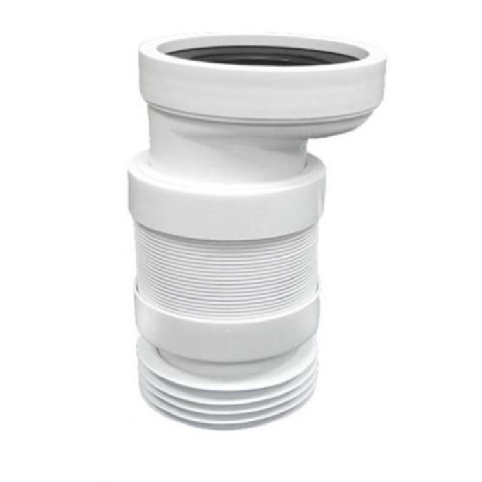 Труба фановая L=245-330 мм гофр. с манжетой и 20 мм смещ., вход 97-107 мм, выход внутрь 110 мм трубы 874943