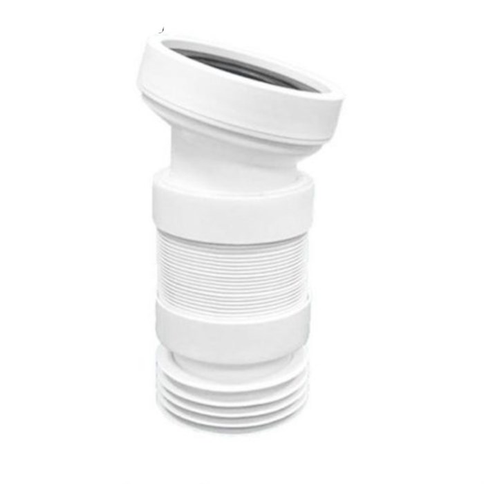 Труба фановая L=260-365 мм гофр. под углом 14 c манжетой, вход 97-107 мм, выход внутрь 110 мм трубы 859177