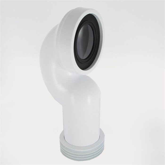 Труба фановая L=285 мм под углом 90 с манжетой, вход 97-107 мм, выход внутрь 110 мм трубы 874011