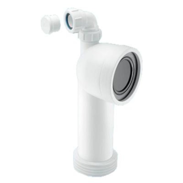 Труба фановая L=285 мм под углом 90 с манжетой, вход 97-107 мм, выход внутрь 110 мм трубы 881241