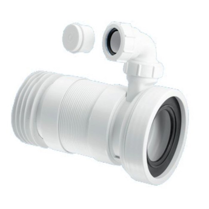 Труба фановая L=330-800 мм гофр. с манжетой, отвод 40 мм, вход 97-107 мм, выход внутрь 110 мм трубы 857061