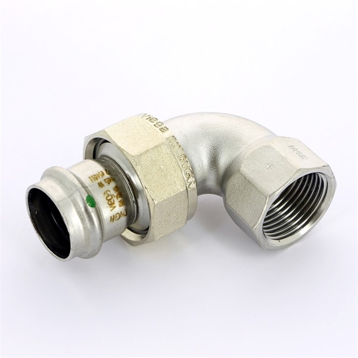 Угол пресс-B 28x1' с разъемным соединением и плоск. прокладкой, нерж.сталь Sanpress Inox SC-Contur 871933