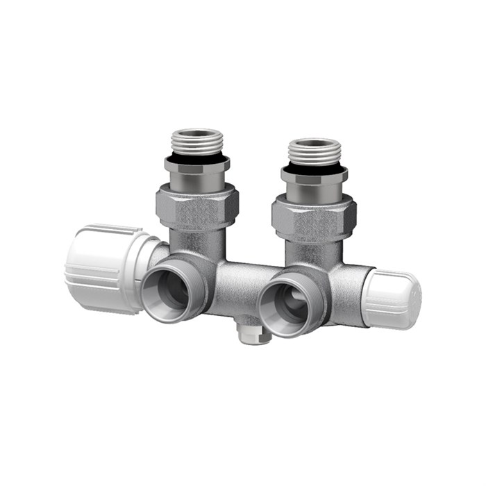 Узел Н-образный угловой НР М24х19 - 1/2"НР с термостатическим и запорным клапанами 879764