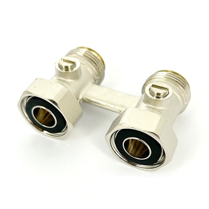 Узел прямой НВ 3/4"ЕК х 3/4"ЕК радиаторный Vekotrim со встроенными кранами 2-трубная система 883903