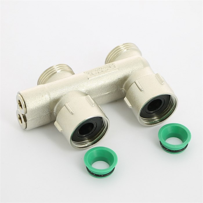 Узел прямой перекрёстный D2/50 НВ 3/4" х 3/4"ЕК радиаторный со встроенными вентилями, с адаптерами 872256