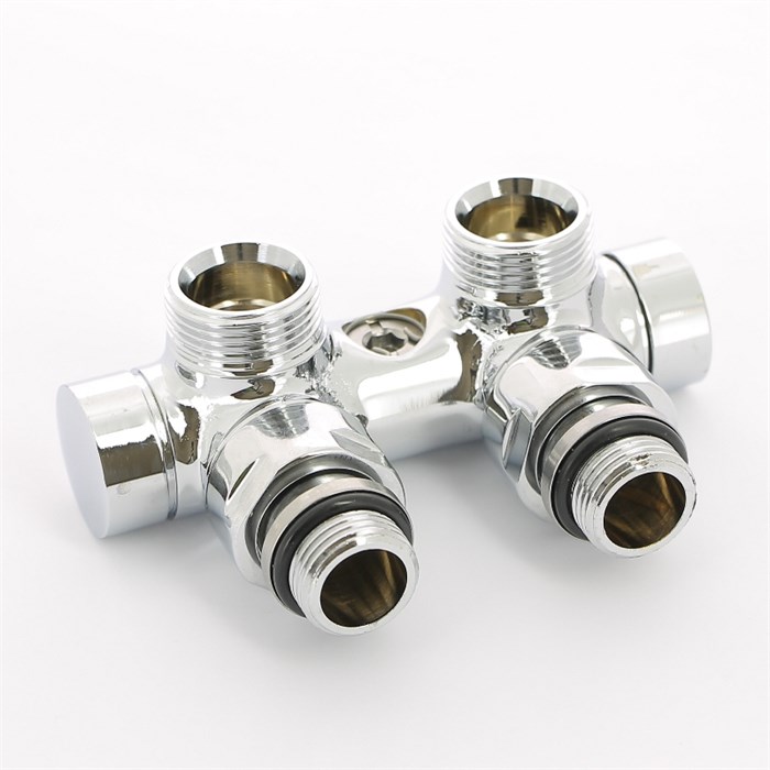 Узел ручной угловой 1/2" х 3/4" ЕК с запорным клапаном цвет хром 873091