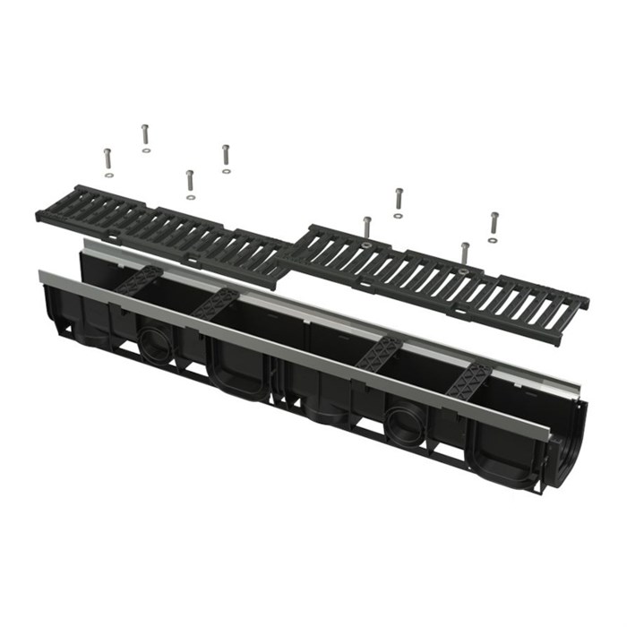 Щелевой дренажный канал асимметричный 100 мм из оцинкованной  стали 886609