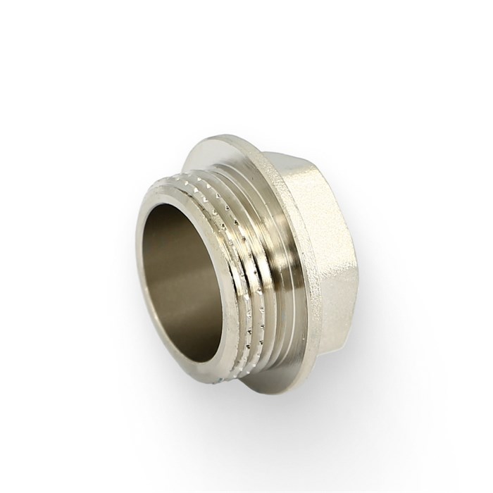 Заглушка Н 3/4" со шляпкой под плоскую прокладку никелированная 918053