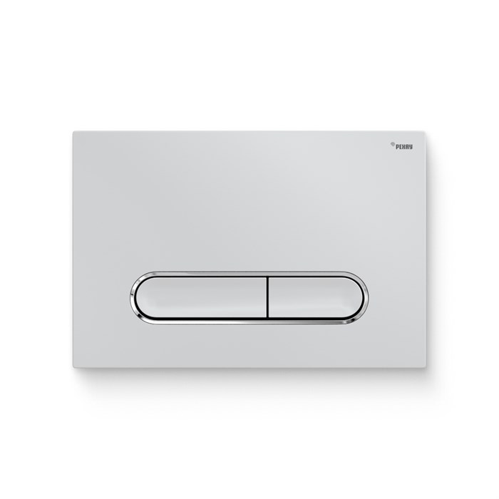 Кнопка смыва РЕХАУ NOVA ELLIPSE 002 пластик, белый, глянцевый, контур клавиш хром, глянцевый 918265