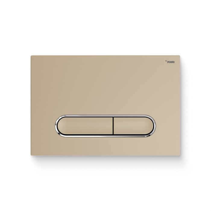 Кнопка смыва РЕХАУ NOVA ELLIPSE 002 пластик, золотой, матовый, контур клавиш хром, глянцевый 918282