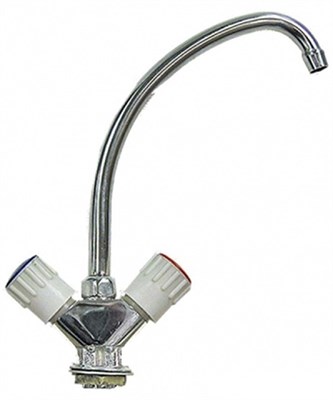 Смеситель для кухни 1/2 рез Казань КС-55 55112 длинный излив бел пласт мах 281001