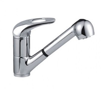 Смеситель для кухни душ 40к F6002-B FRAP (ВЫДВИЖ.ЛЕЙКА, п/шпильку, хром, силумин) 517157