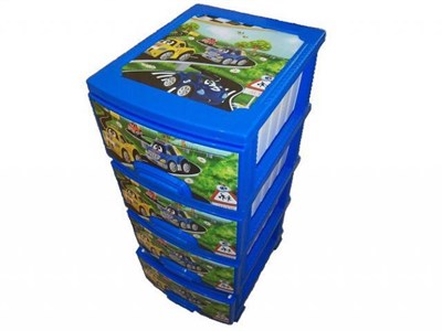 Комод ДЕКОР 4 ярус Машинки голубой В95*Ш38*Г47 524284