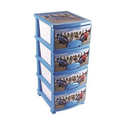 Комод ДЕКОР 4 ярус Мотокросс голубой В95*Ш38*Г47 523680