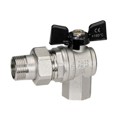 Кран шаровой со сгоном угловой 3/4'' бабочка BUGATTI серия OREGON 594 (Италия) 505074