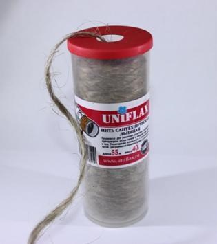 Нить сантехническая льняная 40г. в тубе UNIFLAX 55м "идеальное решение для сантехника" 523206