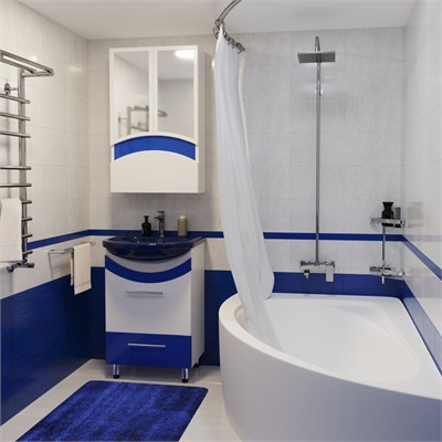 Тумба д/ванной "РАДУГА-52" синяя под раковину Альфана-52 (ОК) 522950