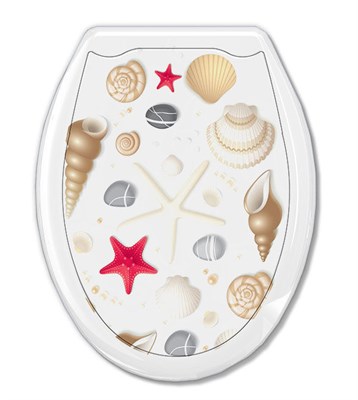 Сиденье для унитаза "Универсал Декор" Ракушки на белом Европласт 523363