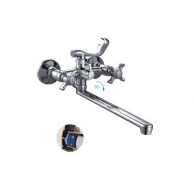 Смеситель для ванны и раковины 1/2 кер F2124 FRAP картриджн перекл (L излив, хром, латунь) 512773