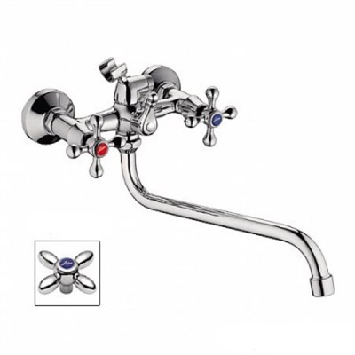 Смеситель для ванны и раковины 1/2 кер L2127 Ledeme КРЕСТ, латунь 501815