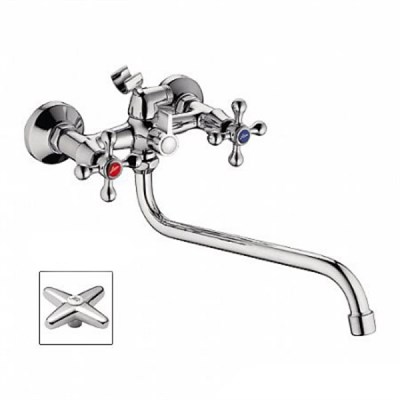 Смеситель для ванны и раковины 1/2 кер L2320 Ledeme  КРЕСТ катридж.перекл., латунь 516139