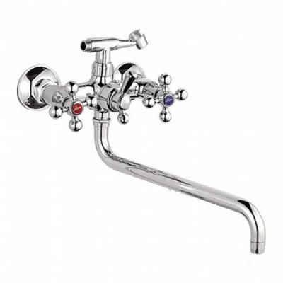 Смеситель для ванны и раковины 1/2 кер L2619-2 Ledeme КРЕСТ шар.перекл., лит.излив, силумин 518763