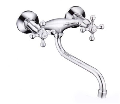 Смеситель для кухни настенный 1/2 кер F4608 FRAP Крест (нижний пов.излив, ХРОМ, силумин) 510510