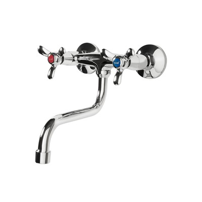 Смеситель для кухни настенный 1/2 кер F4612 FRAP Трилистник (нижний пов.излив, ХРОМ, силумин) 518860