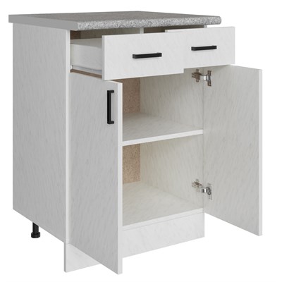 Стол разделочный 60 белый мрамор (2 ящика), столешница гранит пёстрый 523296