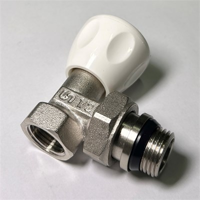 Вентиль ручной угловой быстрого монтажа НВ 1/2" с разъёмным соединением, никелированный 862857