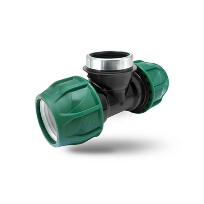 Тройник ПЭ с внутр. труб. резьбой 25х1''х25 (обж.) POELSAN GREEN 519823