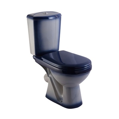Унитаз-компакт "Комфорт" синий (косой, нижн, сид. полип., 2-кн арм) (Rosa) 504702