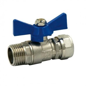 Кран шаровый никелированный TIM 3/4" - Ф20 штуцер / цанга  [18 шт], арт. BV206-03MN BV206-03MN