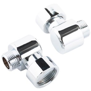 Хромированное декоративное угловое соединение для полотенцесушителя TIM 3/4" - 1/2" гайка / штуцер  [1 пара], арт. K04-LFM032 K04-LFM032