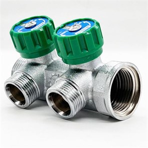 Коллектор для водоснабжения Tim - Zeissler 1"х3/4" на 2 выхода регулирующий евроконус  [1 шт], арт. ZSc.401.0602NE ZSc.401.0602NE