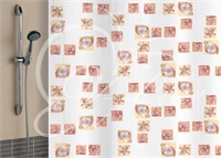 Штора для ванной полиэтилен 180*180 белый фон с кольцами 524539