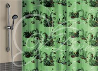 Штора для ванной полиэтилен 180*180 зеленый фон с кольцами 519232