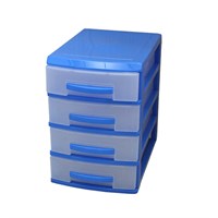 Мини-комод 4 ярус темно-голубой/прозрачный В25*Ш18*Г25 526285