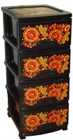 Комод ДЕКОР 4 ярус Хохлома черный В95*Ш38*Г47 527253