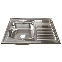 Мойка 80х60 (0,6) лев вып 3 1/2 MIXLINE 16см  с сифоном 528016