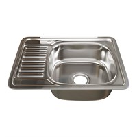 Мойка врез 65х50 (0,6) прав вып 3 1/2  MIXLINE 16см с сифоном 529332