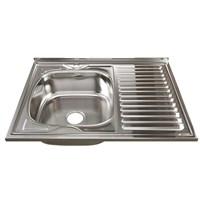 Мойка 80х60 (0,8) лев вып 3 1/2 MIXLINE 18см с сифоном 528180