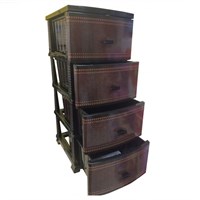 Комод ДЕКОР 4 ярус Кожа черный В95*Ш38*Г47 531043