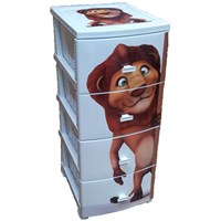 Комод ДЕКОР 4 ярус Лев МОНО рис. белый В95*Ш38*Г47 531044